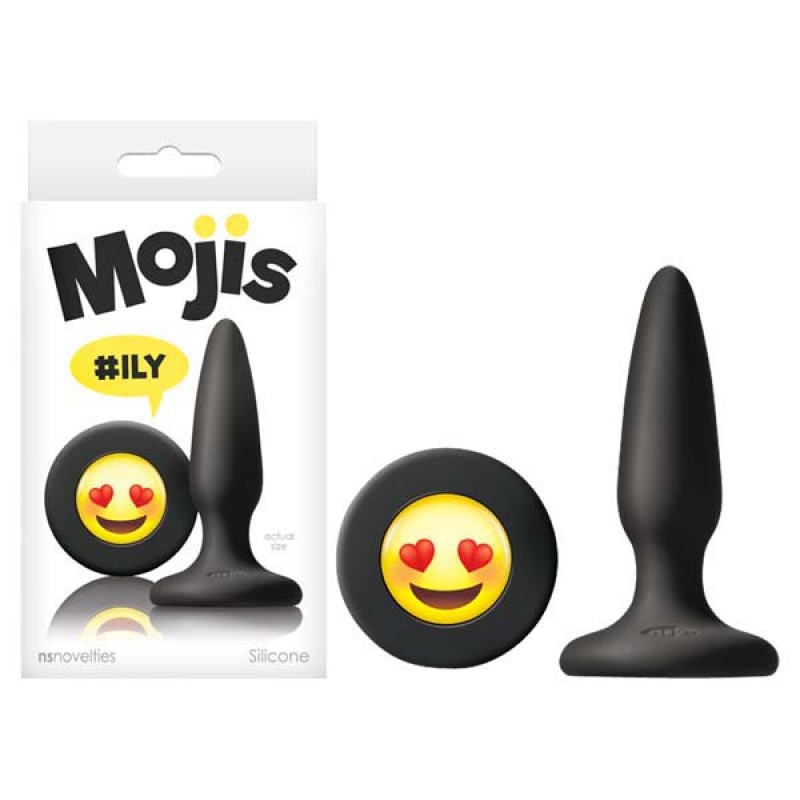 Mojis ILY Mini Silicone Plug with Emoji Face - Black